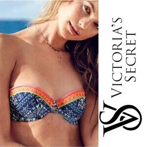 Victoria's Secret | Blue Tribal Embroidered The Fabulous Bikini Top | Size 34B